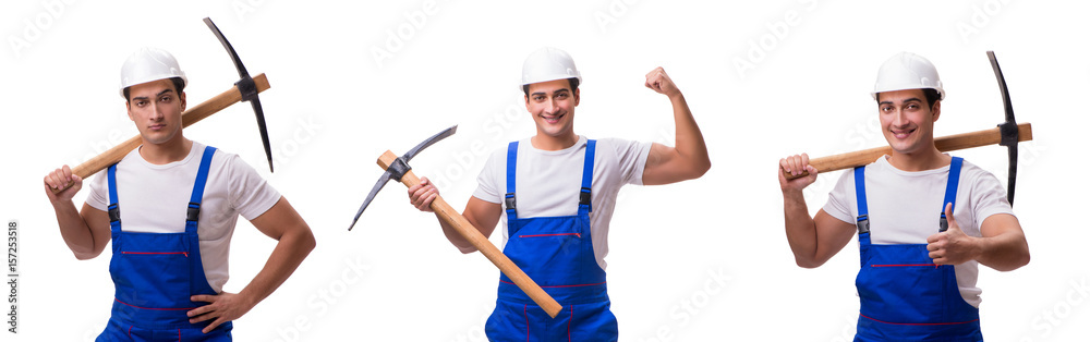 Man with axe isolated on the white Man with axe isolated on the white