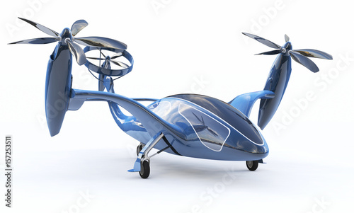 Personal Air Vehicle, Flying Car Of The Future 3d Concept, Future Car, Futuristic Vehicle Concept Isolated On White Background, Air Car Concept - 3D Rendering