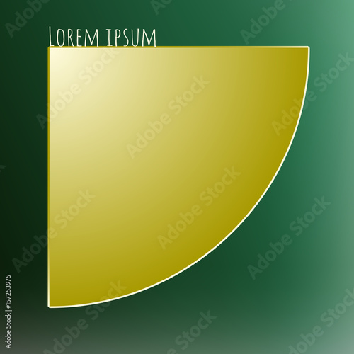 Abstract yellow geometric element on a green gradient background. Vector illustration.