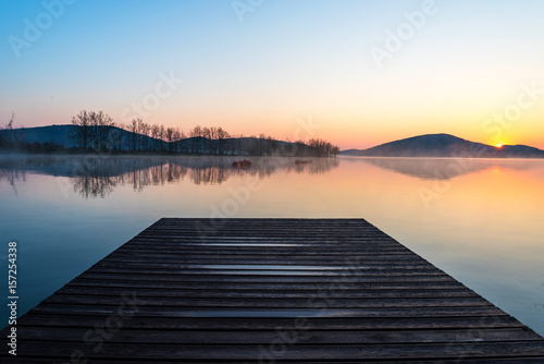 Fototapeta Naklejka Na Ścianę i Meble -  Sunrise on Lake Plastira in Karditsa Region, Greece