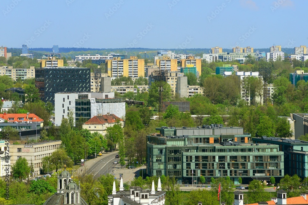 Aerial view to the Vilnius town