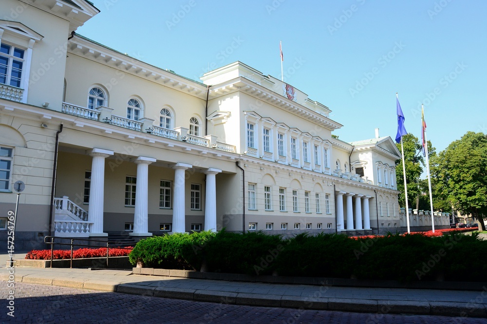 Exterior of the Presidential palace in Vilnius city