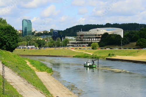  Vilnius city digger in Neris river view