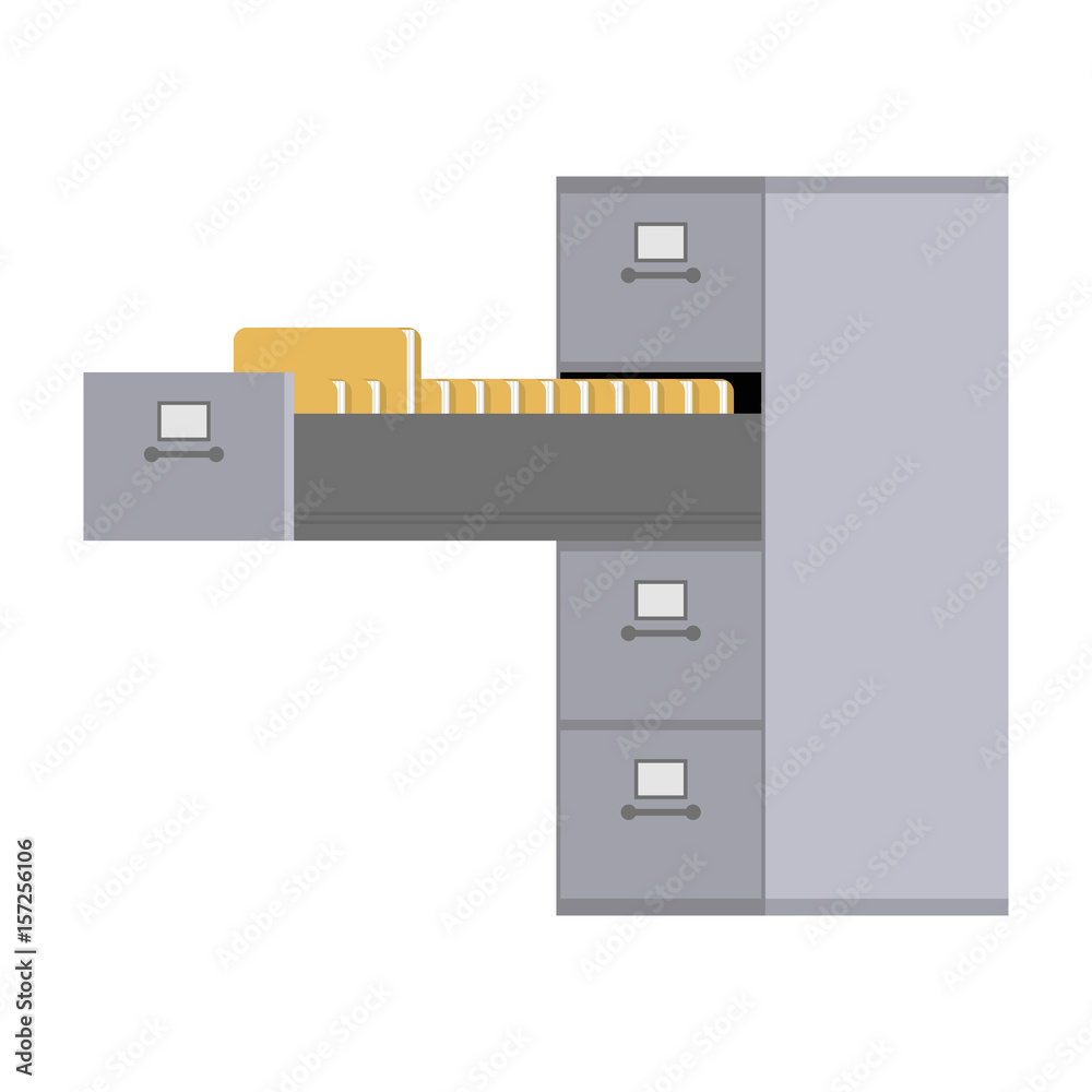 File Cabinet open. Card index Iron box for documents. Office furniture  Stock Vector | Adobe Stock