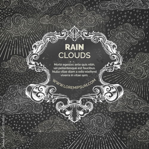 Vector chalk rainy background.