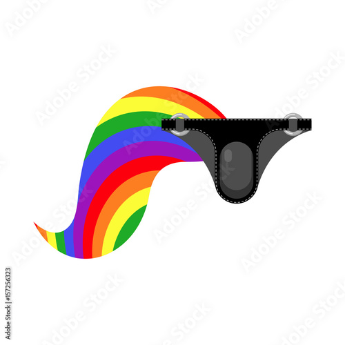 Latex Fetish pants and rainbow LGBT tail. Sexy toy for adults