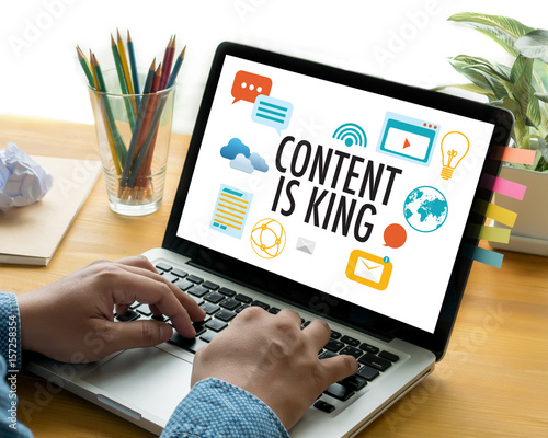 Фотография CONTENT IS KING seo search engine optimization and content marketing concept