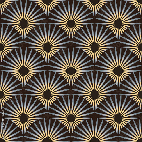 fans of spiked flowers seamless tile in ivory and black
