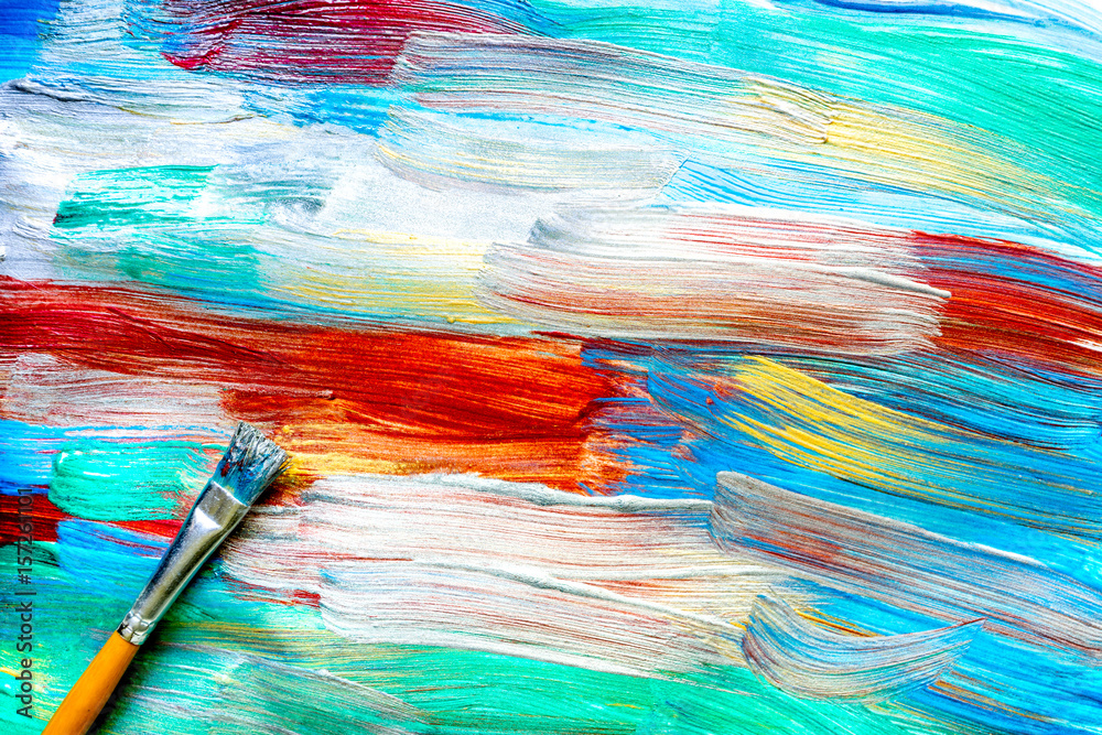 Fototapeta premium abstract pattern with multicolored oil paintings with brushes texture