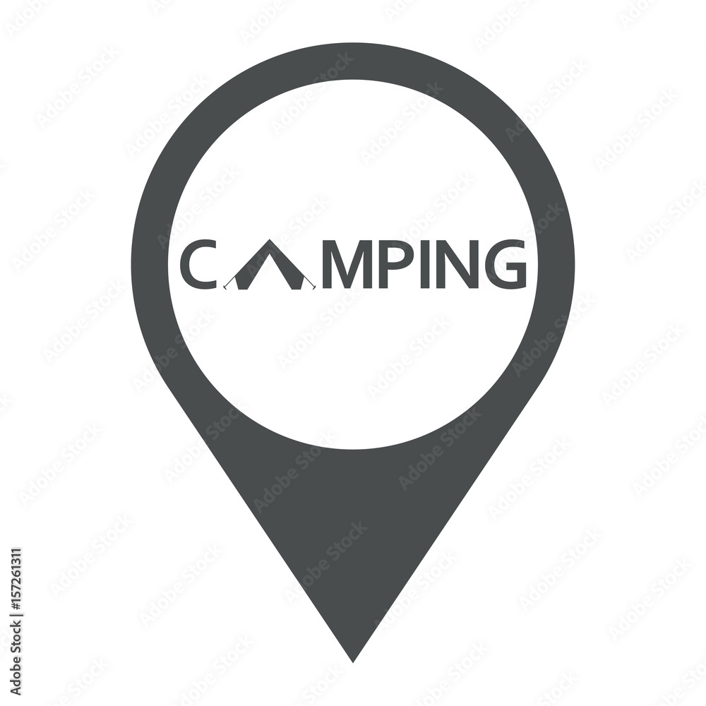 Icono plano localizacion CAMPING y tienda de camping gris Icono plano localizacion CAMPING y tienda de camping gris