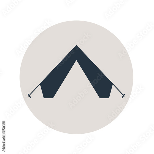 Icono plano tienda de camping en circulo gris