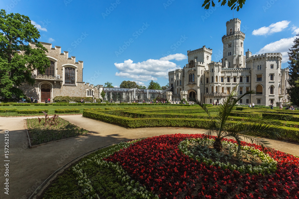 Fototapeta premium Hluboka nad Vltavou white baroque castle, Czech republic, Europe
