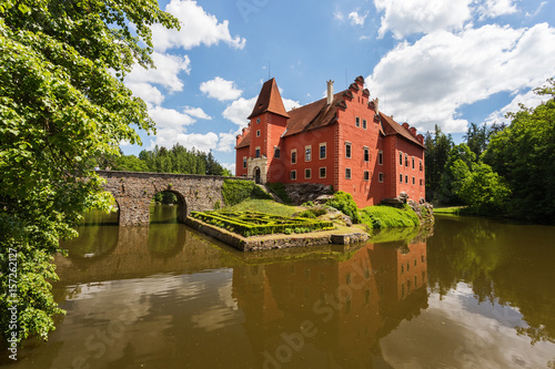 Red romantic castle Cervena Lhota in Czech republic, Europe photo