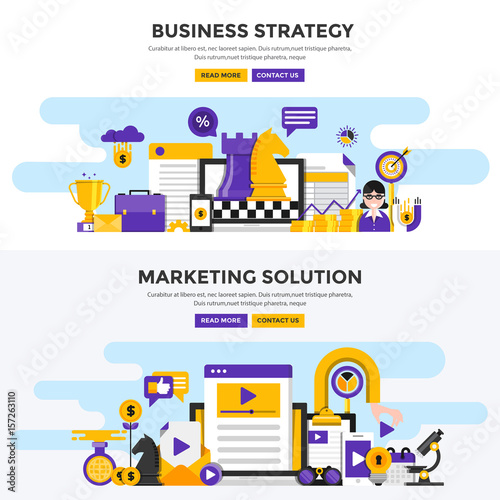 Flat design concept banners - Business Strategy and Marketing Solution