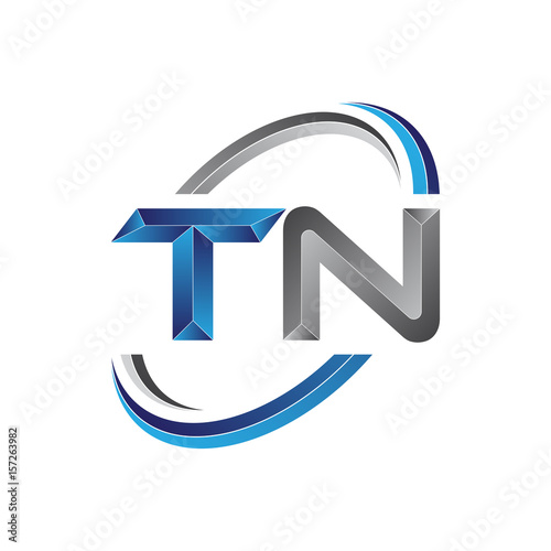 Simple initial letter logo modern swoosh TN photo