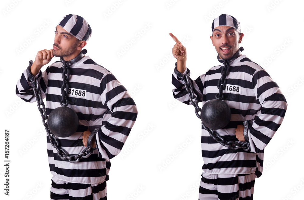Prison inmate isolated on the white Prison inmate isolated on the white