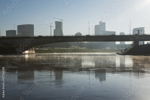 Early morning cityscape with bridge in Vilnius, Lithuania