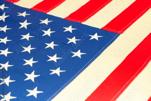 Close up studio shot of flag of United States. Filtered image: cross processed vintage effect.