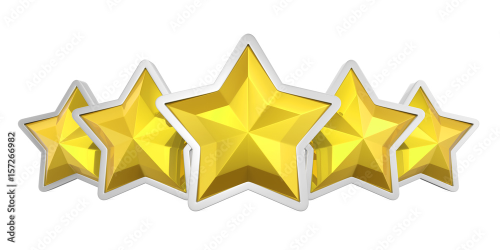 Five Golden Stars Isolated Five Golden Stars Isolated