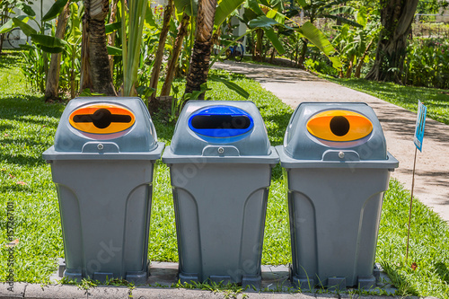 trash can in puplic park photo