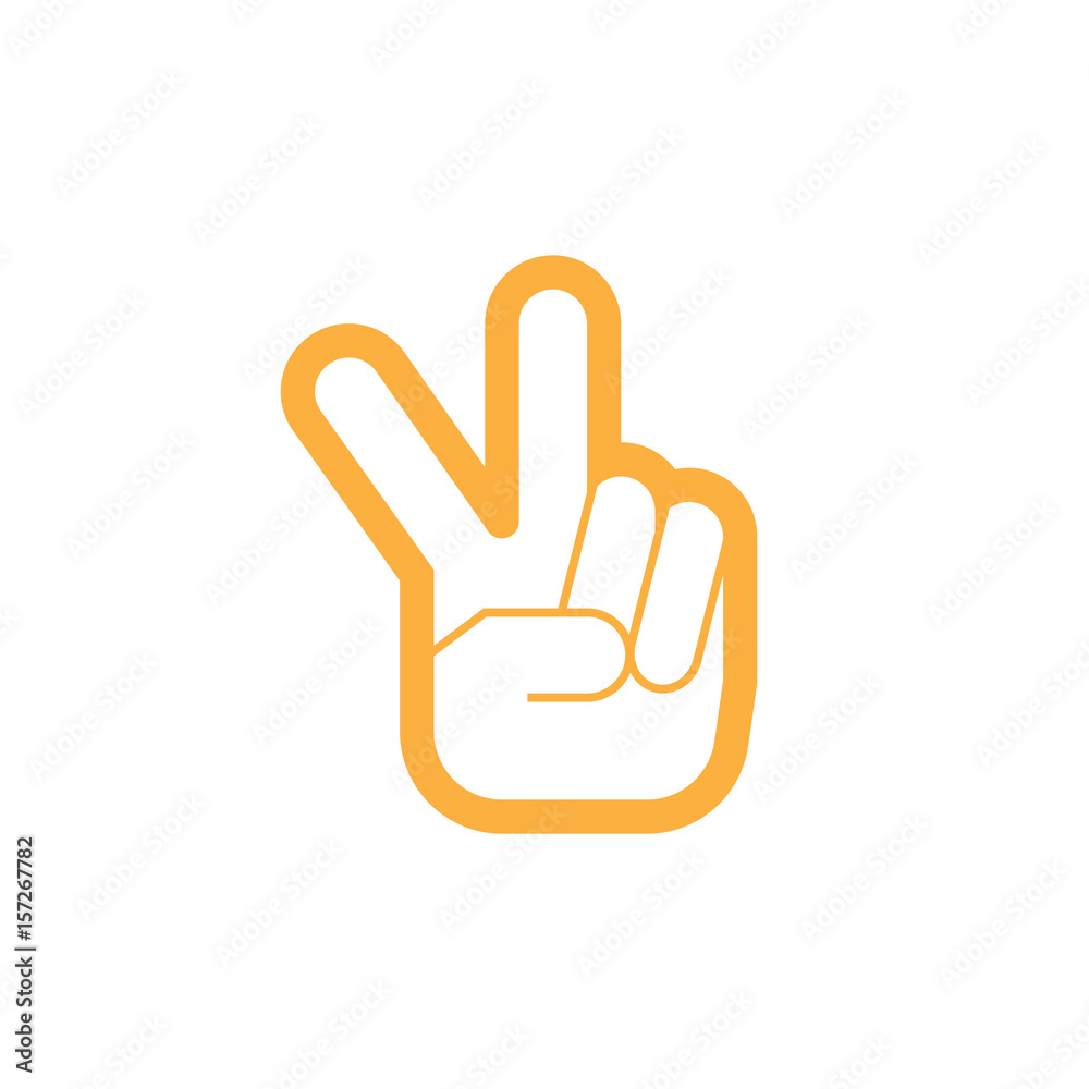 Hand peace symbol. line icon, outline vector logo illustration, linear pictogram isolated on white Hand peace symbol. line icon, outline vector logo illustration, linear pictogram isolated on white
