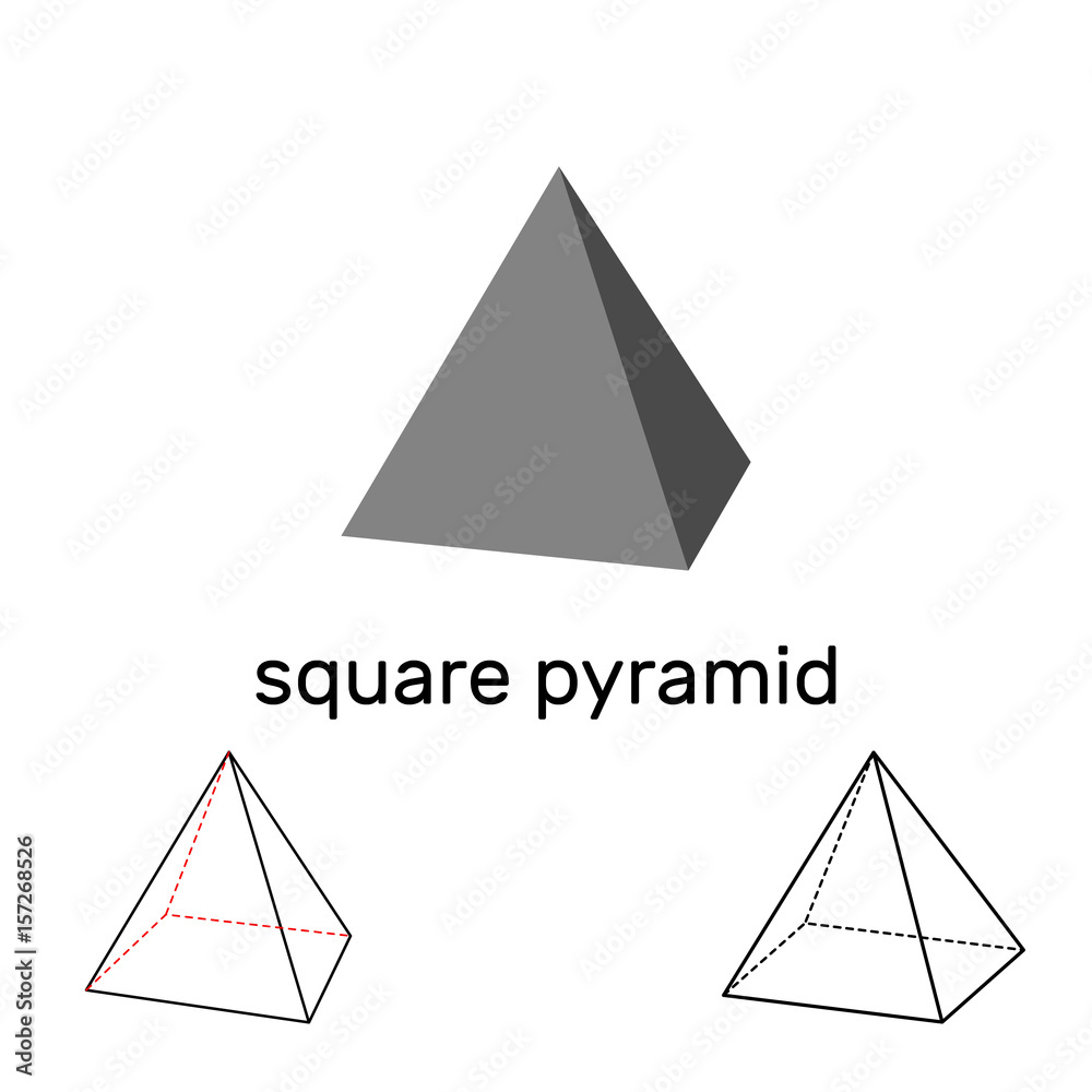 Square pyramid. Geometric shape. Isolated on white background. Vector ...