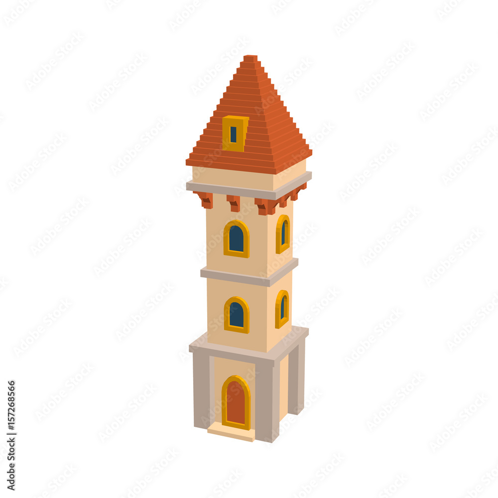 Castle tower. Isolated on white background. 3d Vector illustration. Castle tower. Isolated on white background. 3d Vector illustration.
