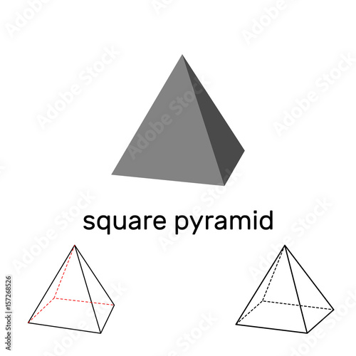 Square pyramid. Geometric shape. Isolated on white background. Vector illustration.