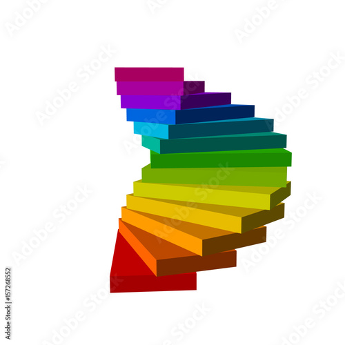 Spiral staircase. Isolated on white background.3d Vector colorful illustration.