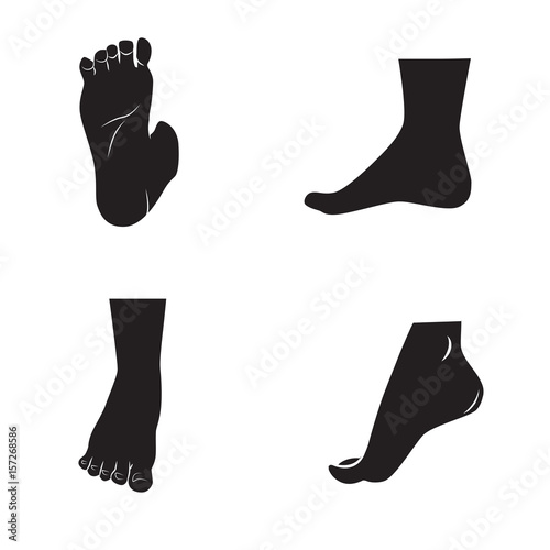 Legs, boots feet icon set. Vector art.