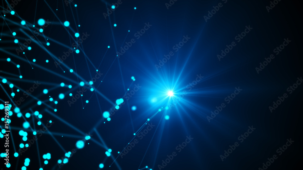 Fototapeta premium 3D Blue Abstract Mesh Background with Circles, Lines and Shapes Design Layout for Your Business illustration