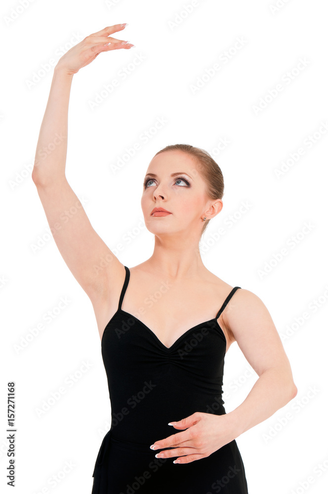 Beautiful one caucasian young woman ballerina ballet dancer, isolated on white background Beautiful one caucasian young woman ballerina ballet dancer, isolated on white background