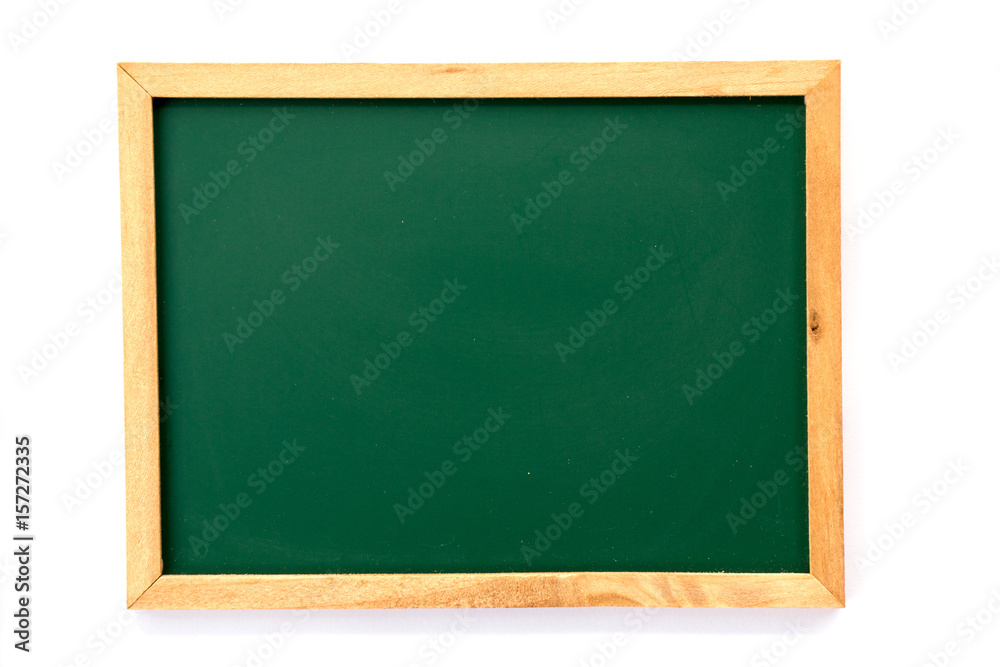 Green board with wood frame on white background Green board with wood frame on white background