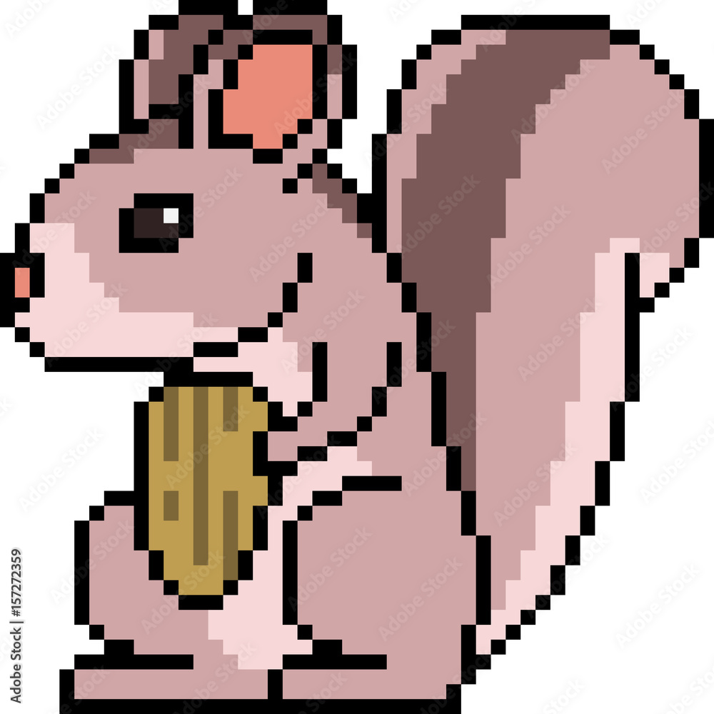 Fototapeta premium vector pixel art squirrel nut