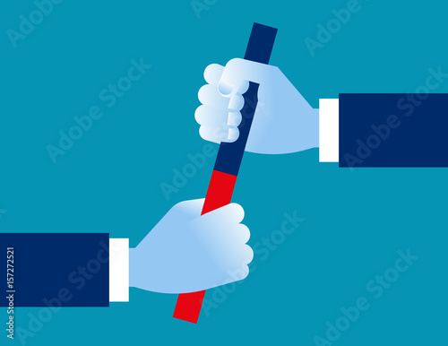 Hand and baton. Concept business cooperation vector illustration.