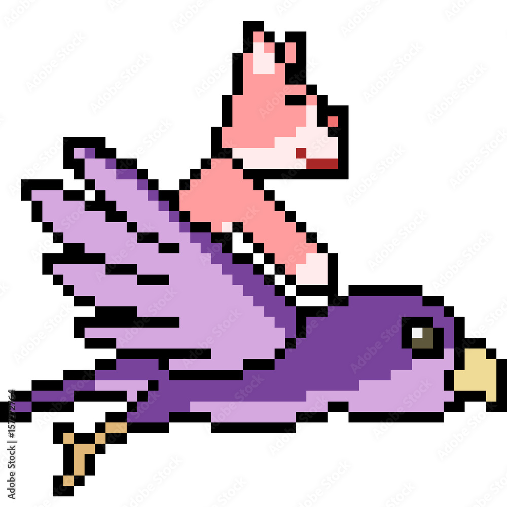 Fototapeta premium vector pixel art ride bird