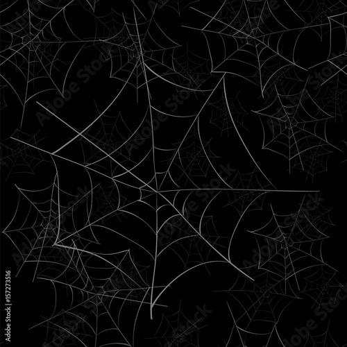 Spider Web  Seamless Pattern on Black Background