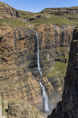 Waterfall at the top of Sentinel Hike, Drakensberge, South Africa photo