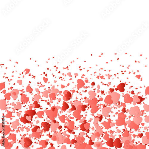 Fototapeta Naklejka Na Ścianę i Meble -  Love background with confetti in the shape of hearts for design romantic greetings.
