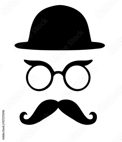 Brille, Bart und Hut