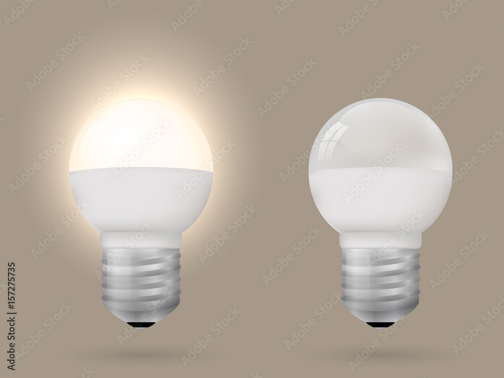 Energy-saving lighted and switched off light bulb. Vector illustration. Energy-saving lighted and switched off light bulb. Vector illustration.