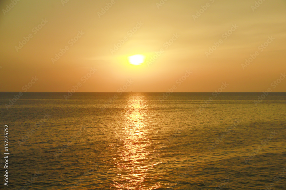 Stock Photo - silhouette sundown seascape background