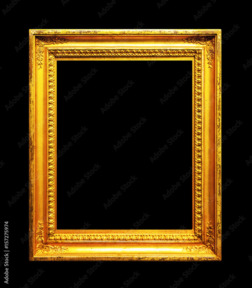 Old gold frame isolated on black background Old gold frame isolated on black background