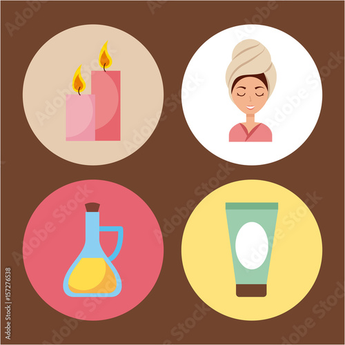 Spa utensils icons set illustration vector graphic design