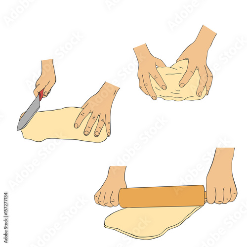 hands knead dough