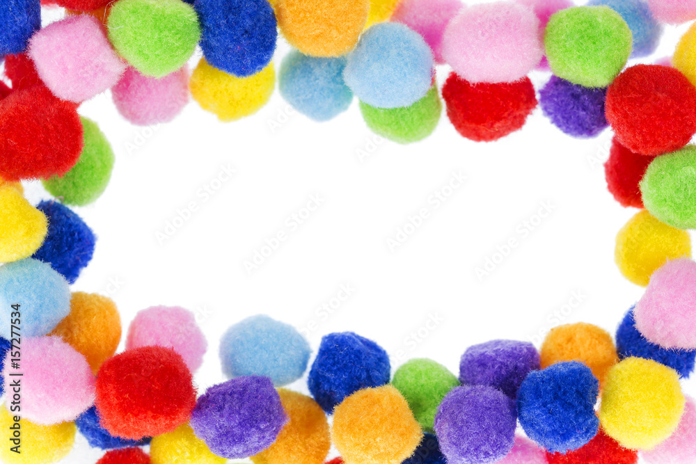 Stack of sphere carpets on the white background.
