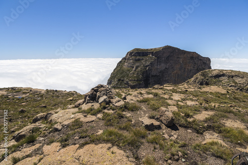 Clouds reaching the plateau of Drakensberge at Sentinel Hike photo