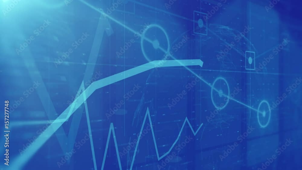 Futuristic line charts. Animated stock charts and financial graphs