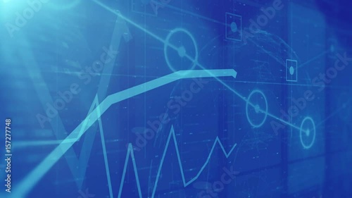 Futuristic line charts. Animated stock charts and financial graphs
