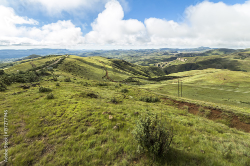 Green landscape of Drakensberge in South Africa